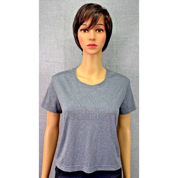 Adidas Cropped Active Tee Women's Size M Pinhole Logo Heather Gray - Picture 1 of 8